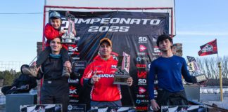 Juan Manuel López, Sami Mendaña y Agustín Maraschini en el podio. (Facebook Prokart).